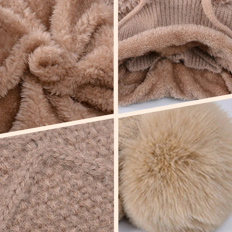 【Kup 1, získej 1 zdarma】🔥🔥🔥stylová, hrubá pletená zimní čepice s teplou pokrývkou obličeje a šátkem🧣