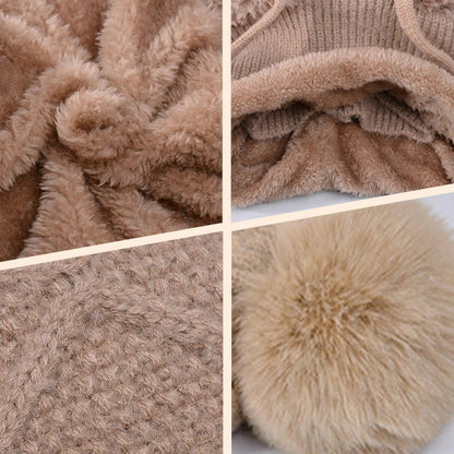 【Kup 1, získej 1 zdarma】🔥🔥🔥stylová, hrubá pletená zimní čepice s teplou pokrývkou obličeje a šátkem🧣