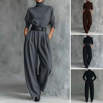 Dámský elegantní set roláku a kalhot s vysokým pasem
