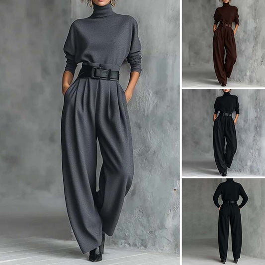 Dámský elegantní set roláku a kalhot s vysokým pasem
