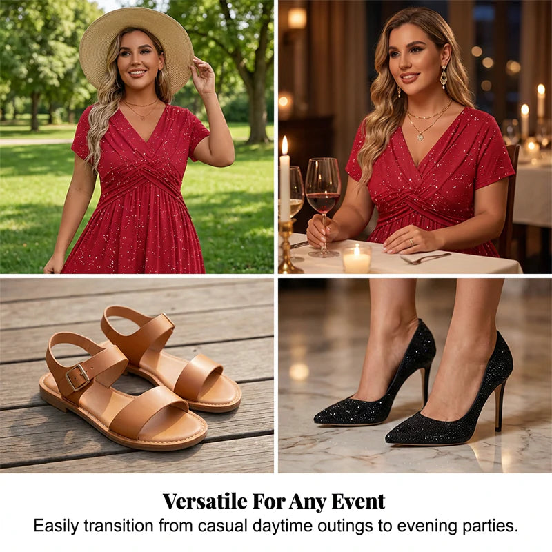 👗 Elegantní dámské šaty s V-výstřihem a zkráceným předním dílem ✨