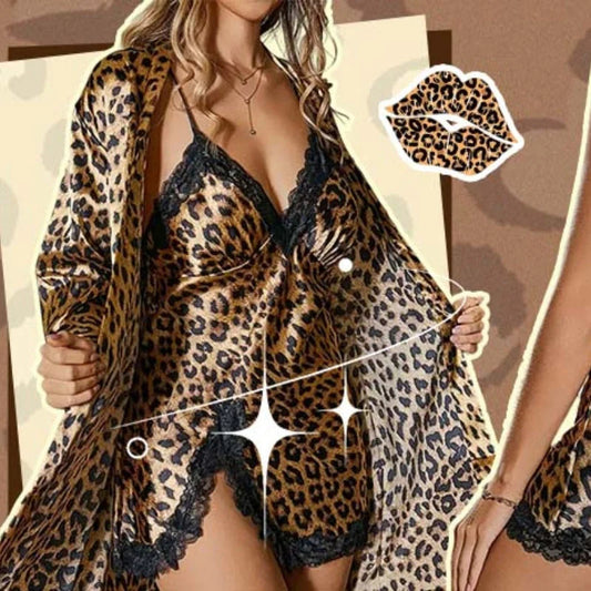 Sexy župan a noční košilka s leopardím potiskem