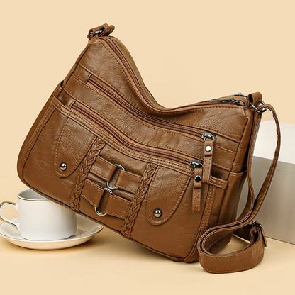 Kabelka přes rameno z prané kůže 👜