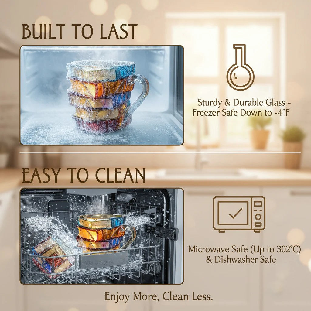 Hrnek z vitráže Artisan Book Stack