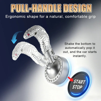 Páka startování auta ve tvaru hada s jedním tlačítkem