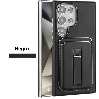 Kožené magnetické pouzdro s držákem karet a krytem pro Samsung S23-S25 Series