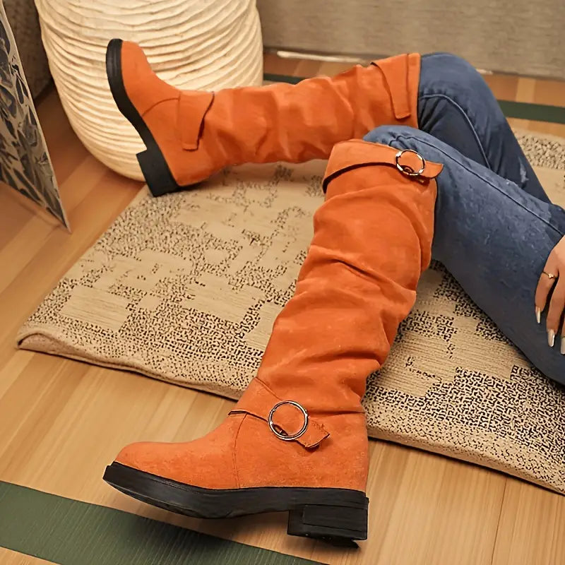 🔥Poslední den akce 50% SLEVA - Dámské retro semišové jezdecké boty s rukávy