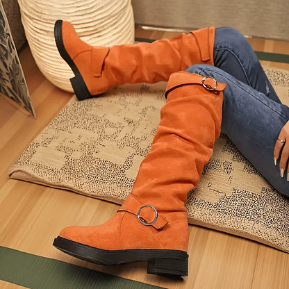 🔥Poslední den akce 50% SLEVA - Dámské retro semišové jezdecké boty s rukávy