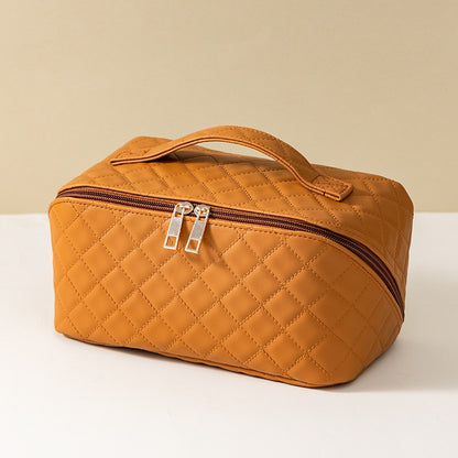 ✨ Dámská cestovní kosmetická taštička – Voděodolný organizér na make-up z umělé kůže s otevíráním o 180° a velkou kapacitou