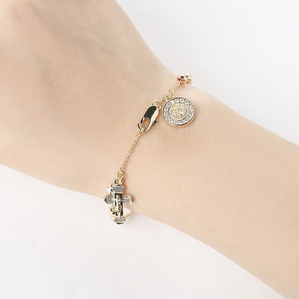 📢📢50% SLEVA!!!✝️Elegantní štrasový křížový náramek