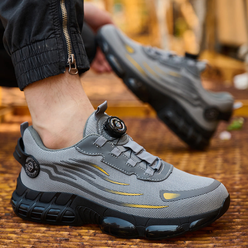 Pánské lehké boty s ocelovou špičkou, které jsou pohodlné, odolné proti propíchnutí, nazouvací a určené jak pro běžné nošení, tak i pro běžné nošení.