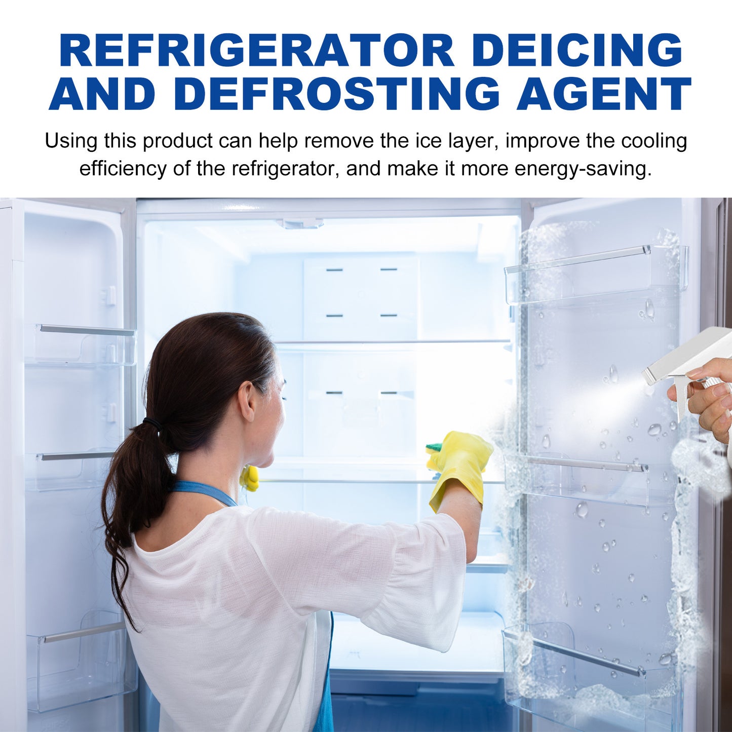 Refrigerator defrosting and ice removal agent