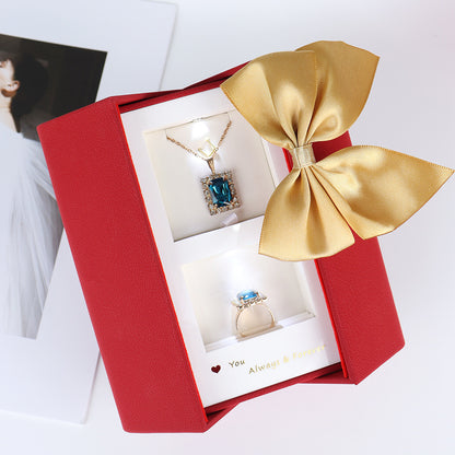 💕Dárková krabička na šperky na Valentýna, prémiová PU kožená LED lampa na narozeniny🎁