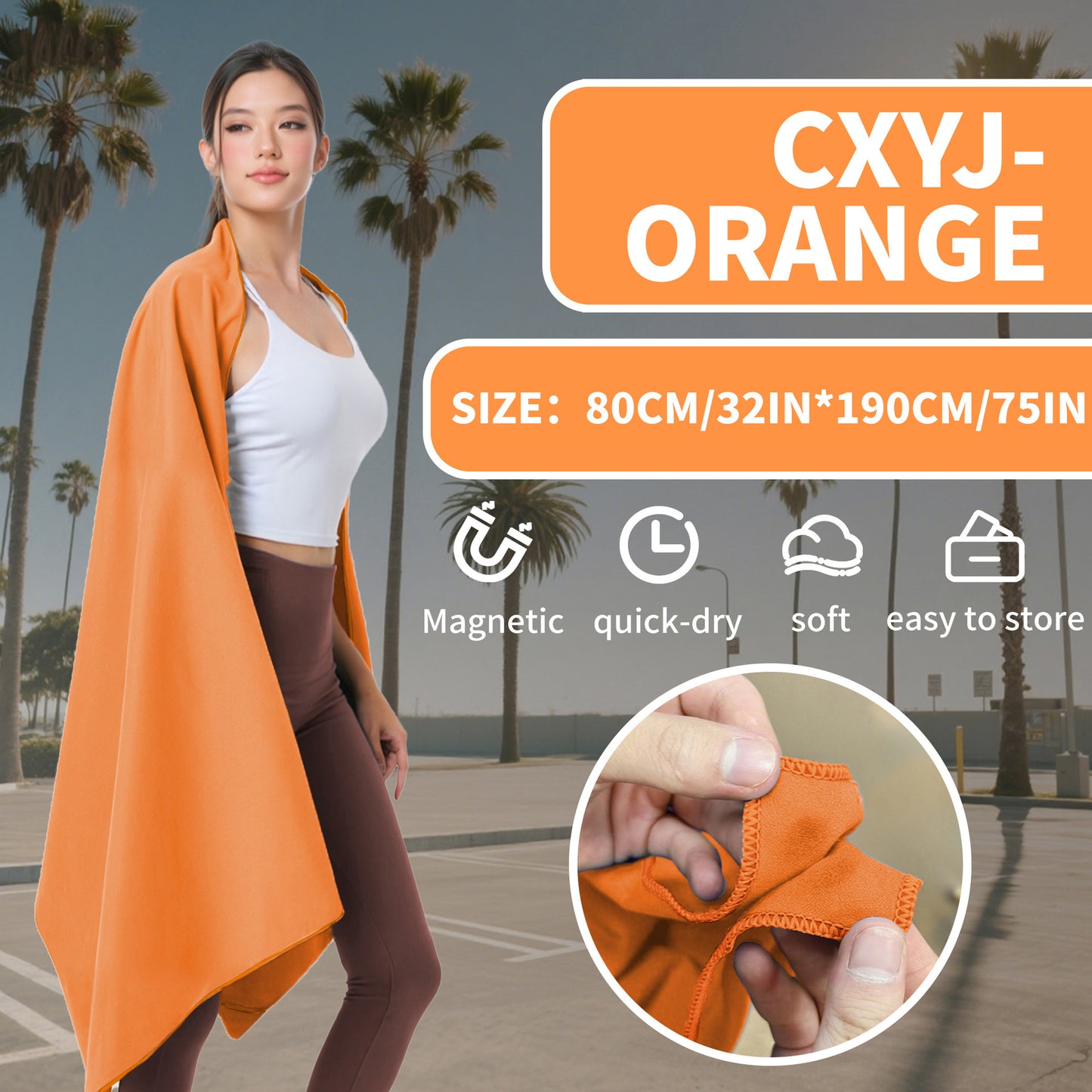 Víceúčelový magnetický ručník, rychleschnoucí a odolný vůči písku, lehký a přenosný s magnetickým zapínáním.