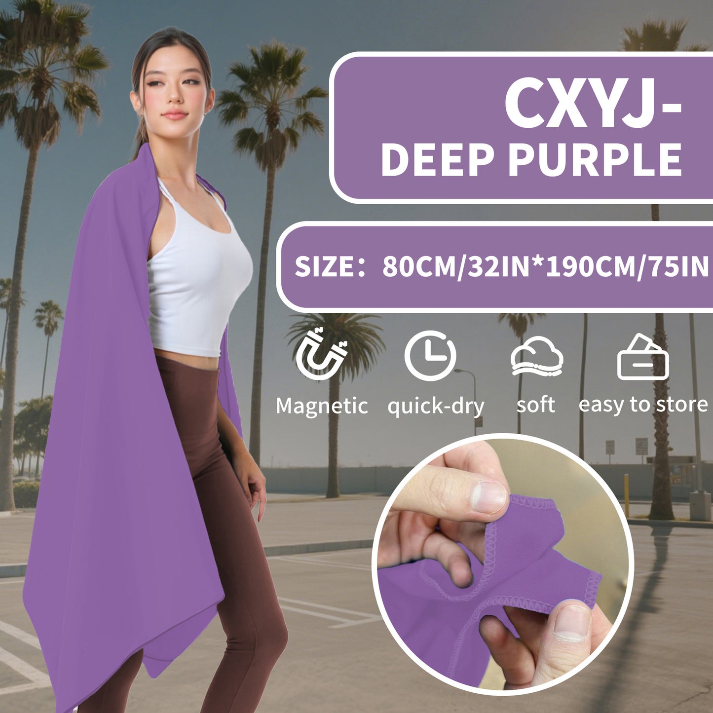 Víceúčelový magnetický ručník, rychleschnoucí a odolný vůči písku, lehký a přenosný s magnetickým zapínáním.