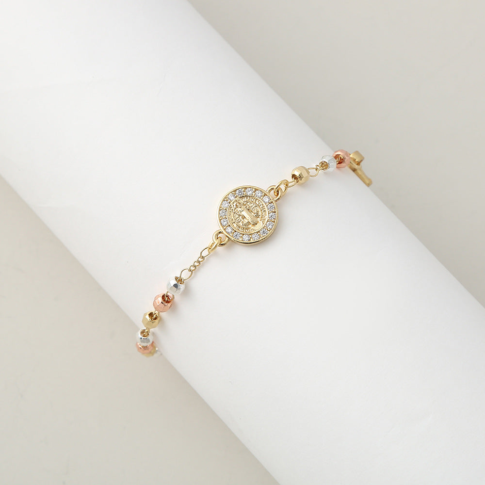 📢📢50% SLEVA!!!✝️Elegantní štrasový křížový náramek