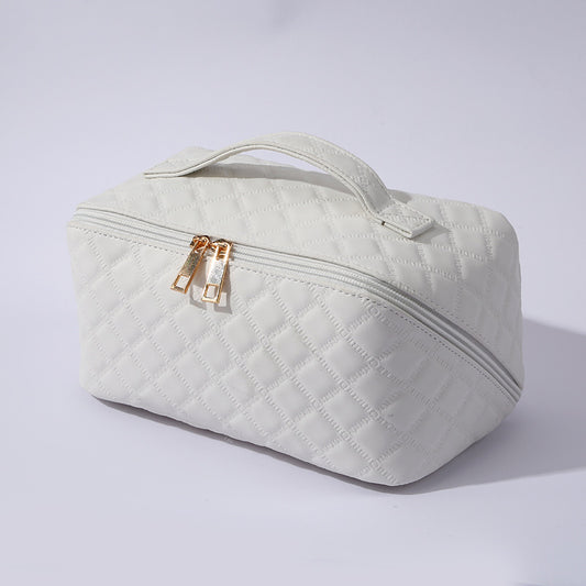 ✨ Dámská cestovní kosmetická taštička – Voděodolný organizér na make-up z umělé kůže s otevíráním o 180° a velkou kapacitou