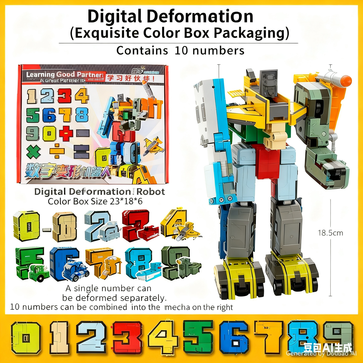Robot pro transformaci čísel pro děti s deformací hračky🤖