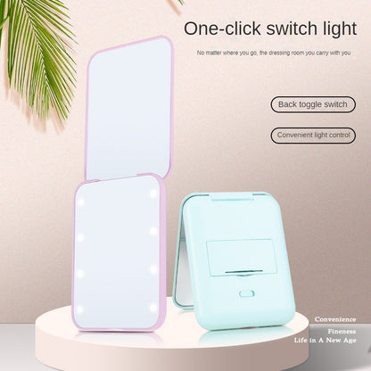 Mini kosmetické zrcátko s LED osvětlením – 2x zvětšení, kompaktní a skládací, váš dokonalý kosmetický společník na cesty!