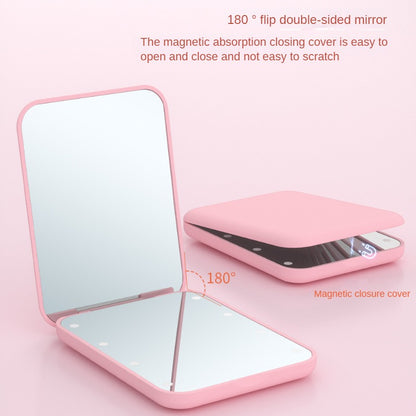 Mini kosmetické zrcátko s LED osvětlením – 2x zvětšení, kompaktní a skládací, váš dokonalý kosmetický společník na cesty!