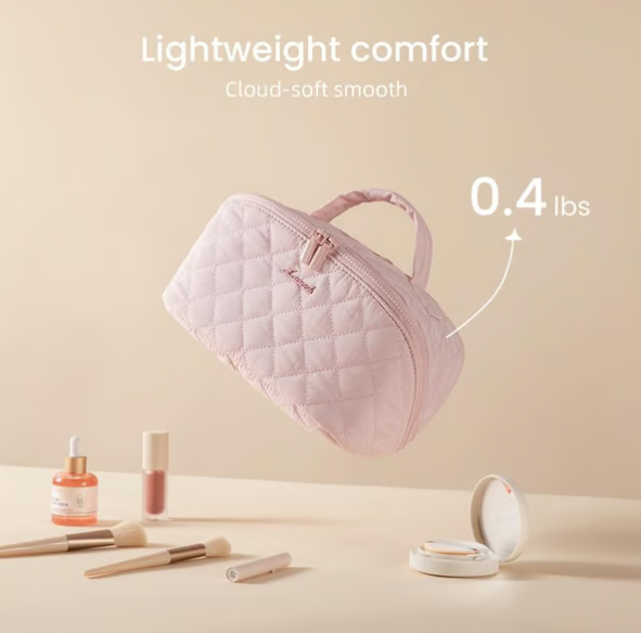 ✨ Dámská cestovní kosmetická taštička – Voděodolný organizér na make-up z umělé kůže s otevíráním o 180° a velkou kapacitou