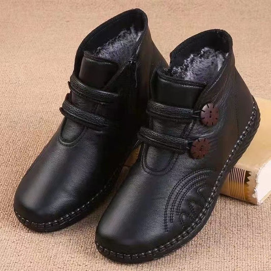 🔥 🔥Dámské kožené, bavlněné, protiskluzové, ručně vyrobené boty na podzim a zimu👢