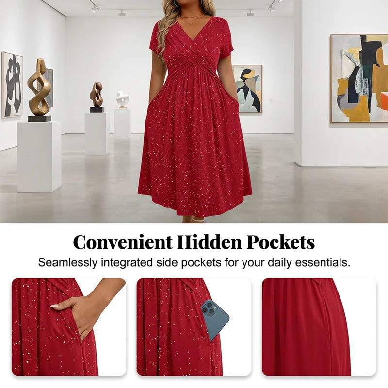 👗 Elegantní dámské šaty s V-výstřihem a zkráceným předním dílem ✨