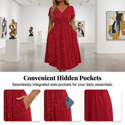 👗 Elegantní dámské šaty s V-výstřihem a zkráceným předním dílem ✨