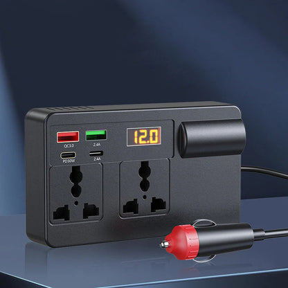 Přenosný měnič do auta 12 V/24 V – 220 V s digitálním displejem