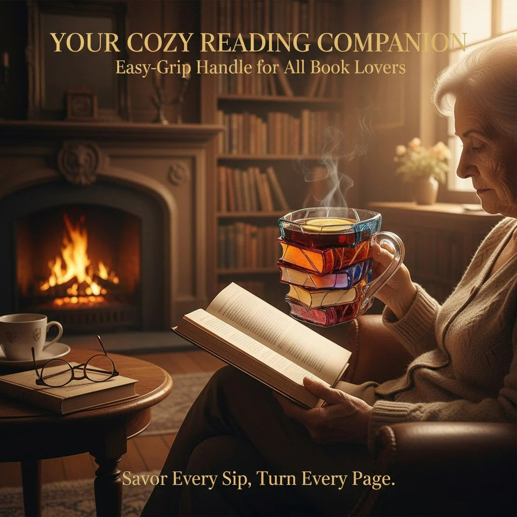 Hrnek z vitráže Artisan Book Stack