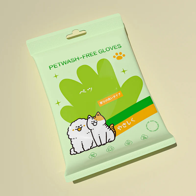 Jednorázové čisticí ubrousky na rukavice pro domácí mazlíčky | Bez oplachování, deodorizující a jemné s pětiprstým designem