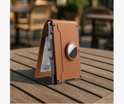 💴Pánská peněženka s RFID blokováním a slotem AirTag – Ručně vyrobená kožená peněženka s pouzdrem na karty s rychlým přístupem a velkou kapacitou