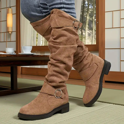 🔥Poslední den akce 50% SLEVA - Dámské retro semišové jezdecké boty s rukávy