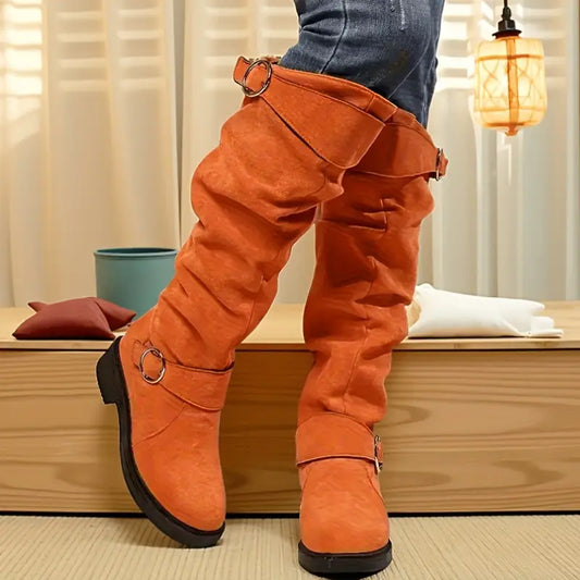 🔥Poslední den akce 50% SLEVA - Dámské retro semišové jezdecké boty s rukávy