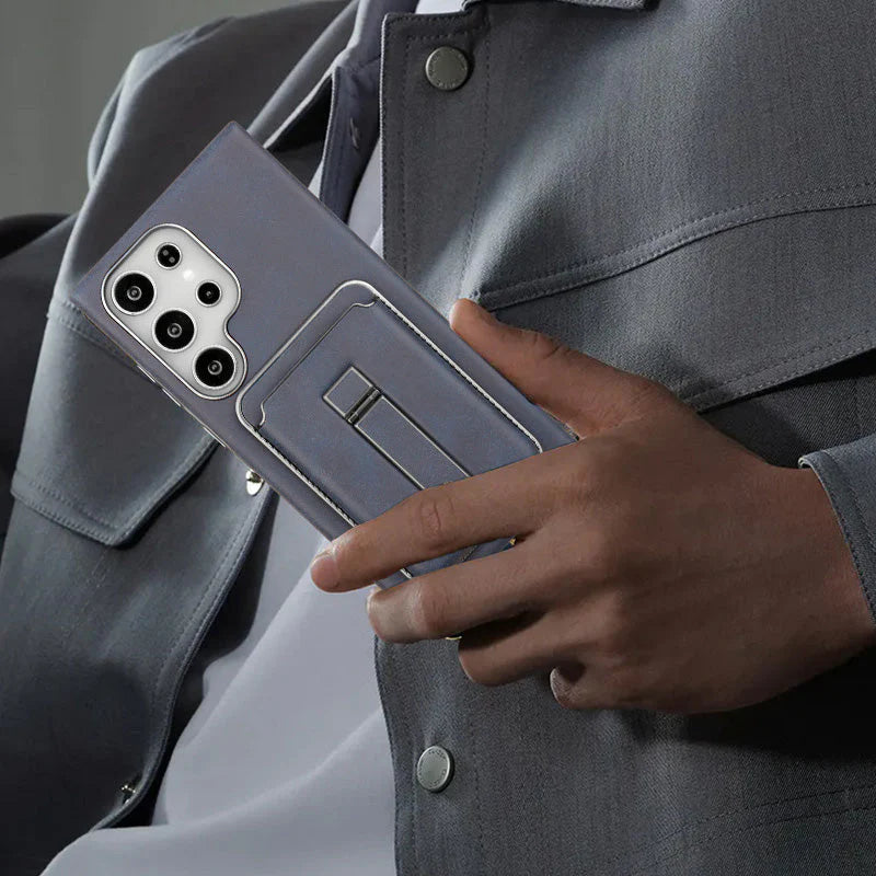 Kožené magnetické pouzdro s držákem karet a krytem pro Samsung S23-S25 Series