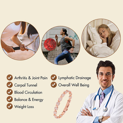 🔥 Sleva 60 % - Oslnivý magnetický měděný náramek ve tvaru srdce pro ženy! 💖✨ 99,99% čistá měď, magnety 3800 Gaussů a nastavitelný střih - elegantní, ideální jako dárek