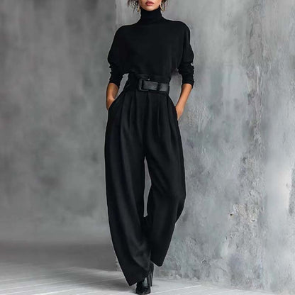 Dámský elegantní set roláku a kalhot s vysokým pasem
