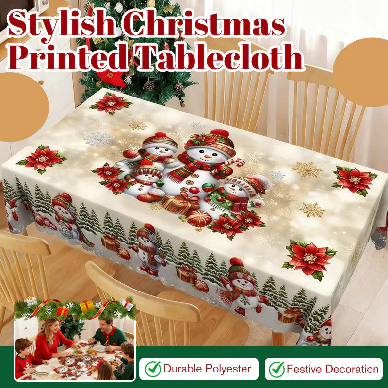 Vánoční ubrus – sváteční design, odolný polyester, odolný proti skvrnám a mačkavosti