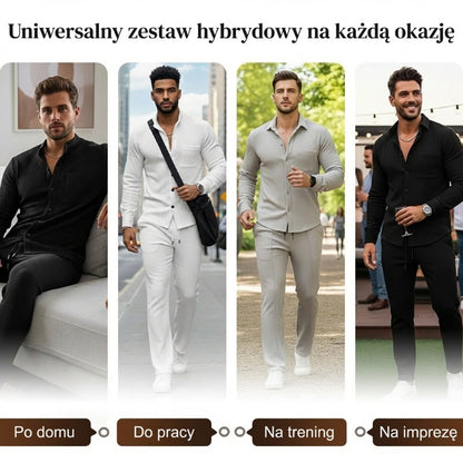 💥Pánská ležérní dvoudílná sada: mikina s vaflovým vzorem + kalhoty