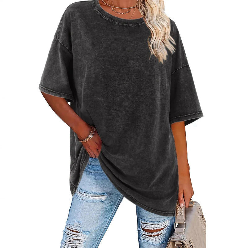 Dámské Vintage Oversized Tričko s Vypraným Efektem