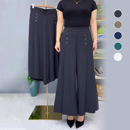 ✨Elegantní skládané kalhoty se širokými nohavicemi