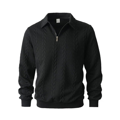 Pánský ležérní pletený svetr s půl zipem