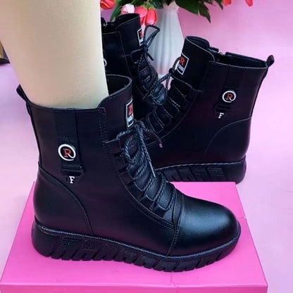 🔥Poslední akce - sleva 50 % - dámské teplé, protiskluzové kožené kotníkové boty