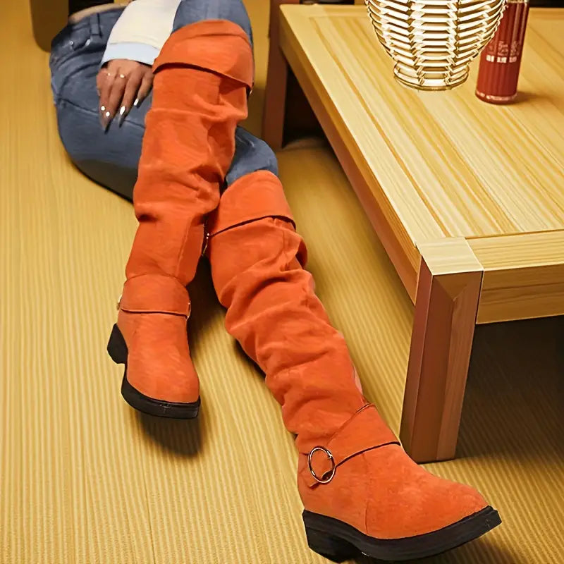 🔥Poslední den akce 50% SLEVA - Dámské retro semišové jezdecké boty s rukávy