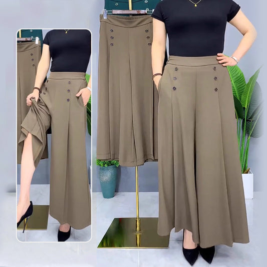 ✨Elegantní skládané kalhoty se širokými nohavicemi