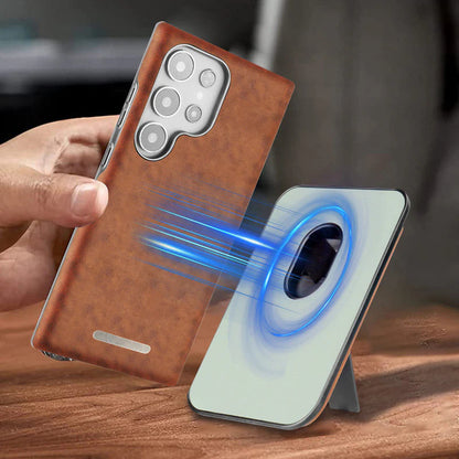 Kožené magnetické pouzdro s držákem karet a krytem pro Samsung S23-S25 Series