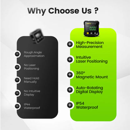 Čtyřstranný magnetický digitální úhloměr s laserem