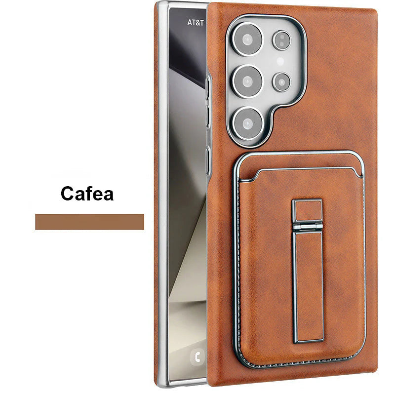 Kožené magnetické pouzdro s držákem karet a krytem pro Samsung S23-S25 Series
