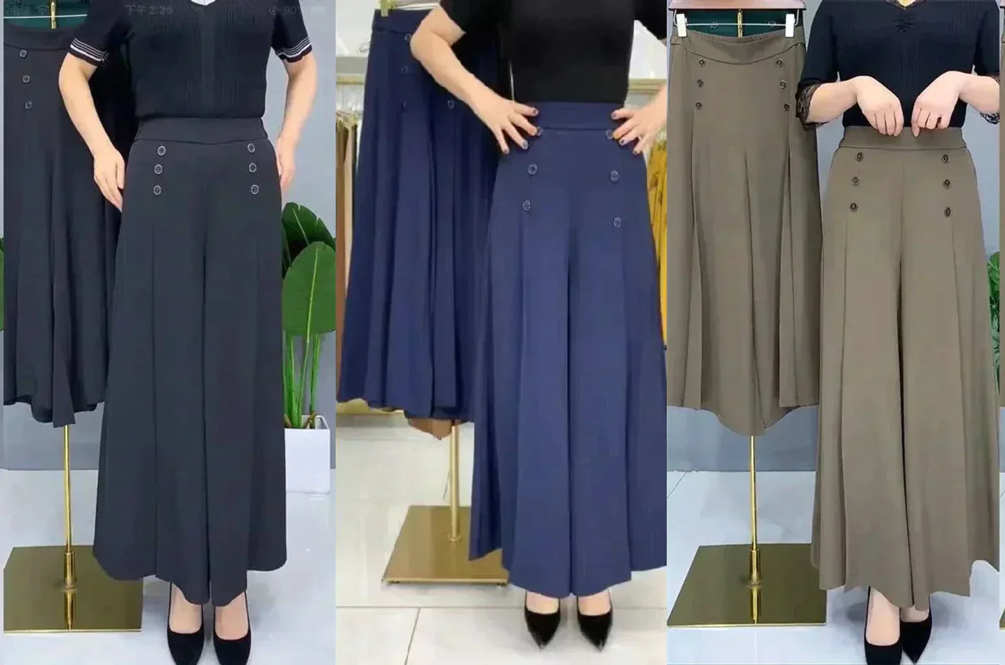 ✨Elegantní skládané kalhoty se širokými nohavicemi