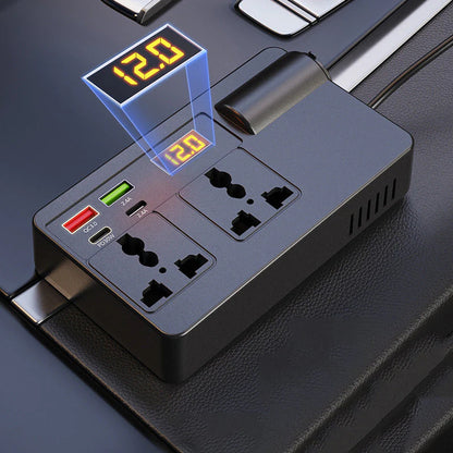 Přenosný měnič do auta 12 V/24 V – 220 V s digitálním displejem